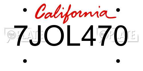 7JOL470 California License Plate
