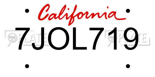 7JOL719 California License Plate