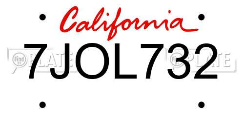 7JOL732 California License Plate