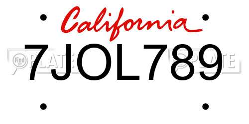 7JOL789 California License Plate