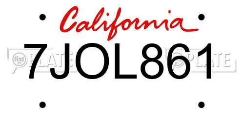 7JOL861 California License Plate