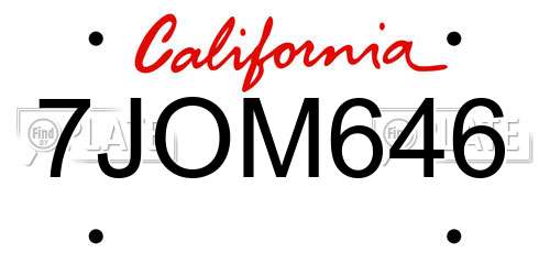 7JOM646 California License Plate