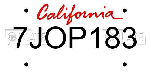 7JOP183 California License Plate