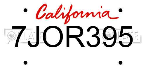 7JOR395 California License Plate