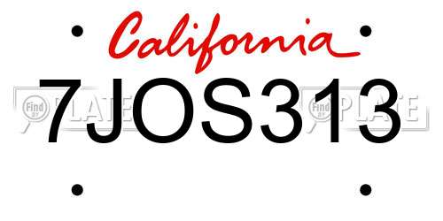 7JOS313 California License Plate