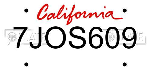 7JOS609 California License Plate