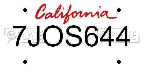 7JOS644 California License Plate