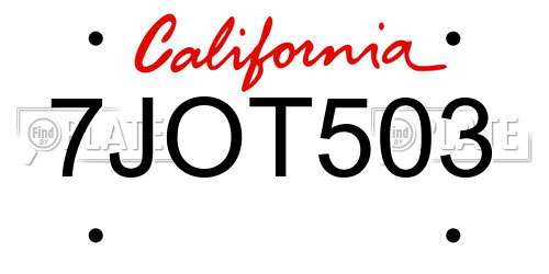 7JOT503 California License Plate
