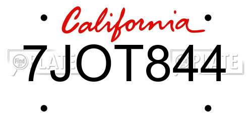 7JOT844 California License Plate
