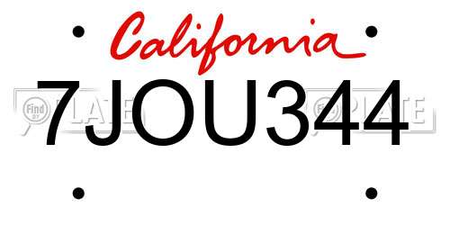 7JOU344 California License Plate