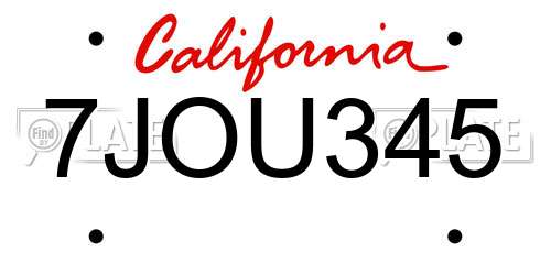 7JOU345 California License Plate