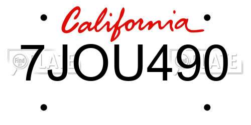 7JOU490 California License Plate