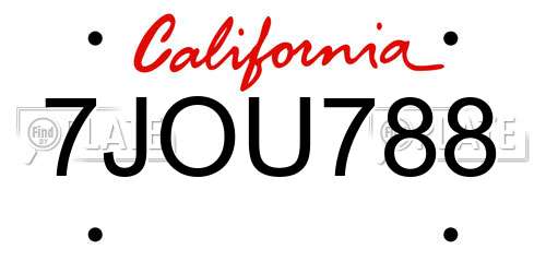 7JOU788 California License Plate