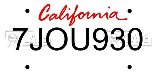 7JOU930 California License Plate