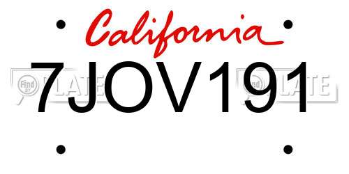 7JOV191 California License Plate