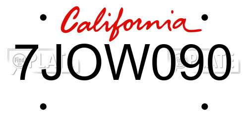 7JOW090 California License Plate