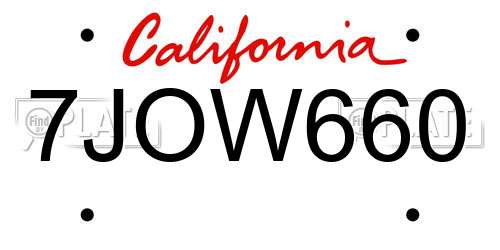7JOW660 California License Plate