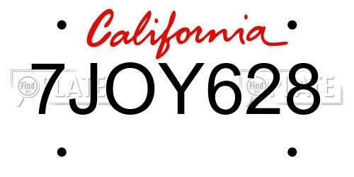 7JOY628 California License Plate