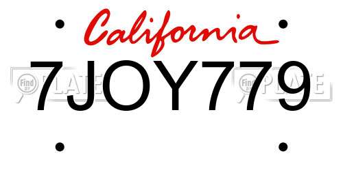 7JOY779 California License Plate