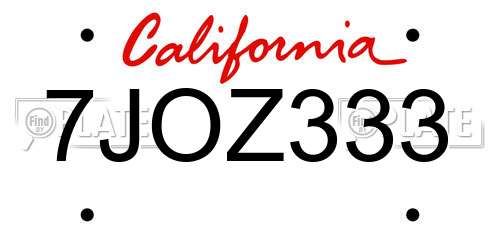 7JOZ333 California License Plate