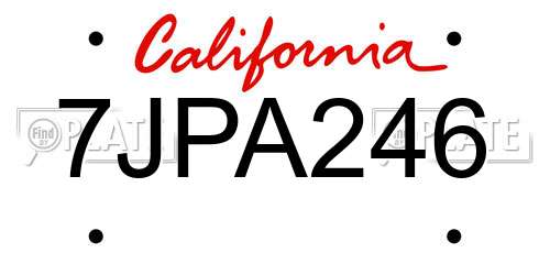 7JPA246 California License Plate
