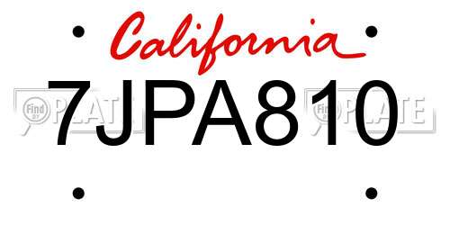 7JPA810 California License Plate