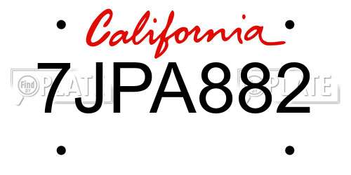 7JPA882 California License Plate