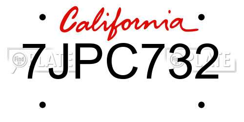 7JPC732 California License Plate