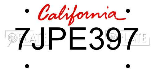 7JPE397 California License Plate