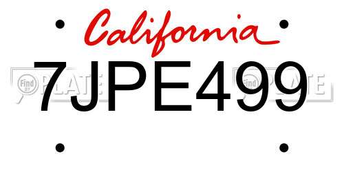7JPE499 California License Plate