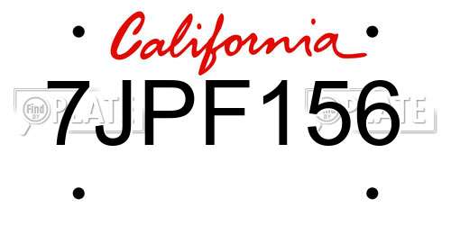 7JPF156 California License Plate