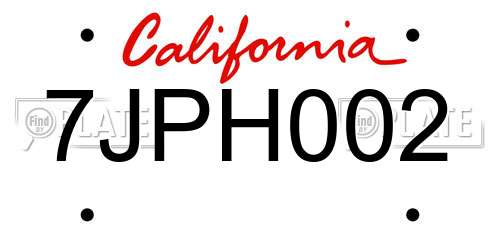 7JPH002 California License Plate