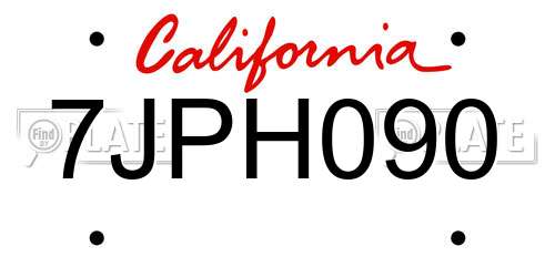 7JPH090 California License Plate