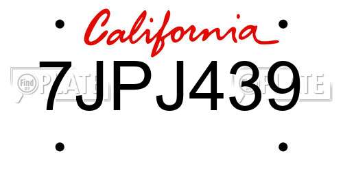 7JPJ439 California License Plate
