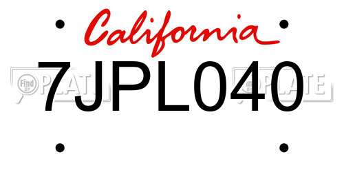 7JPL040 California License Plate