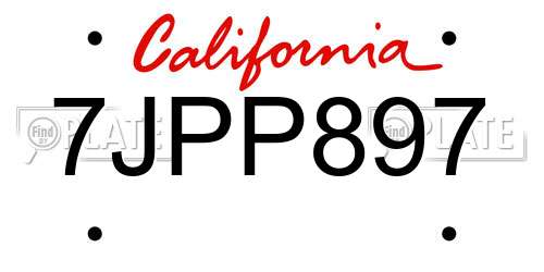 7JPP897 California License Plate