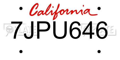 7JPU646 California License Plate