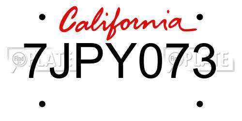7JPY073 California License Plate