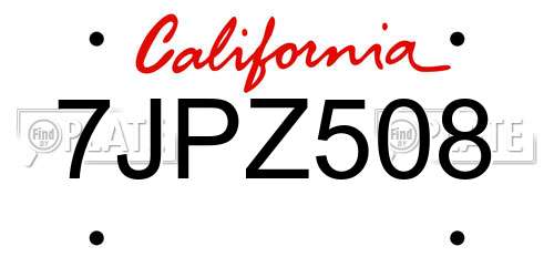 7JPZ508 California License Plate