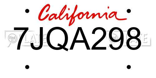 7JQA298 California License Plate