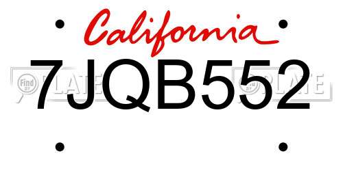 7JQB552 California License Plate