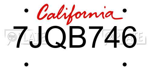 7JQB746 California License Plate