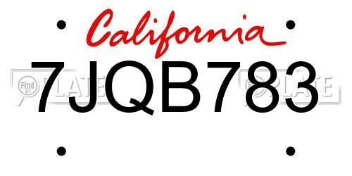 7JQB783 California License Plate