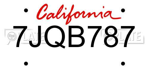 7JQB787 California License Plate