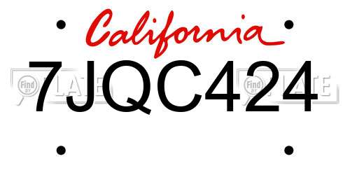 7JQC424 California License Plate