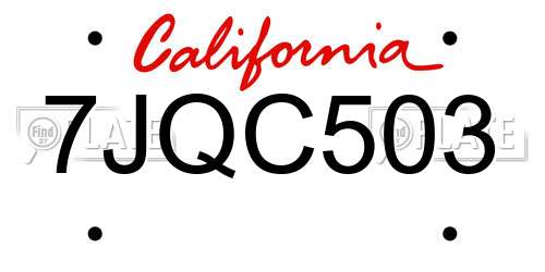 7JQC503 California License Plate