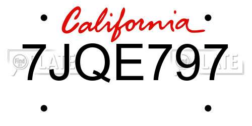 7JQE797 California License Plate