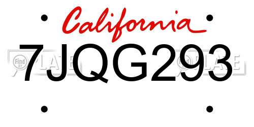 7JQG293 California License Plate