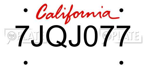7JQJ077 California License Plate