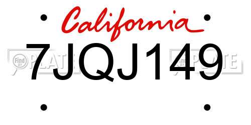 7JQJ149 California License Plate